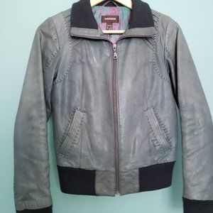 Danier blue green leather bomber